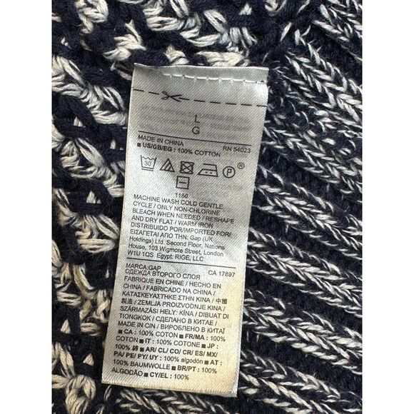 Gap heavyweight cotton knit navy & white sweater toggle cardigan, Cozy Winter - Picture 6 of 11